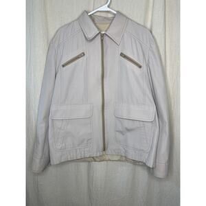 1980s London Fog Tan Minimalist Grandpa Dad Aviator Bomber Jacket L